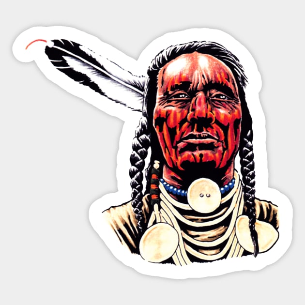 red indian man with feather Sticker by A1designs